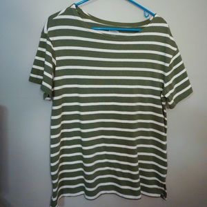 Green and white striped top